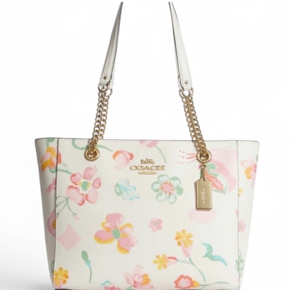 Coach Handbags - Coach White Tote with Pastel Floral Design